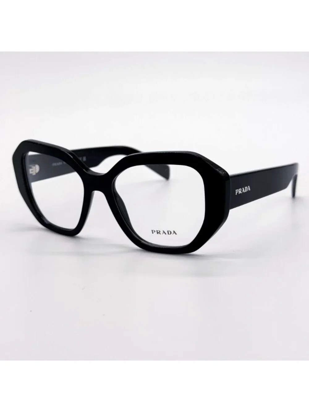 New Prada PR A07V Black Geometric Women Eyeglasses PRA07V 1AB1O1